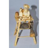 A late 19th/early 20th century Japanese ivory fisherman