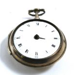 A silver pair cased verge pocket watch