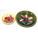 Walter Moorcroft dish together with a Moorcroft shallow bowl (a.f.) (2)