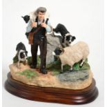 Border Fine Arts 'On The Hill' (Shepherd, Sheep and Border Collie), model No. B0877 by Craig