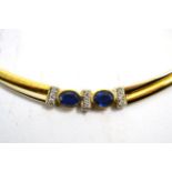 ** Please note that this necklace is at fault** Fancy necklace set with diamonds and sapphires