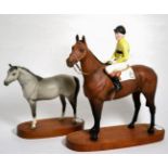 Beswick Connoisseur Horses: Arkle, Pat Taaffe Up, model No. 2084, brown matt, and Arab ''Bahram'',
