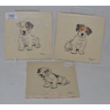 Three Poole pottery plaques designed by Cecil Aldin (one a.f.), each numbered 79 to verso