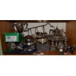 Large quantity of silver plate including trophies, dishes etc