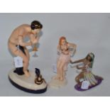 Three Art Deco style china figures by Royal Dux, Karl Ens and one other