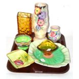 A selection of 20th century ceramics and glass including Maling, Carlton ware, Poole, Shelley etc (