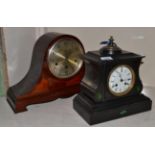 A slate striking mantel clock and a chiming mantel clock (2)