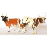 Beswick Cattle Comprising: Ayrshire Bull Ch. ''Whitehill Mandate'', model No. 1454B, Ayrshire Cow