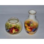 Two Royal Worcester fruit painted vases by G Delaney and L Maybury