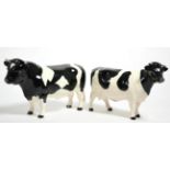 Beswick Friesian Bull Ch. ''Coddington Hilt Bar'', model No. 1439A and Friesian Cow Ch. ''Claybury