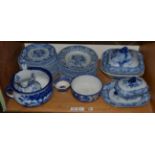 Shelf of blue and white ironstone wares