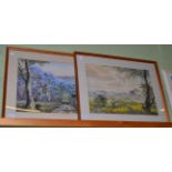 J Dawson (20th century), pair of African landscape, watercolours (2)