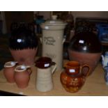A group of 19th stoneware including water filter, pair of amphora form water jars etc
