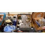 A quantity of assorted plated wares, assorted ceramics, household items etc (in four boxes)