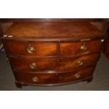 A George III mahogany bow fronted three height chest of drawers