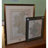 Two framed maps: A Map of Buckinghamshire from the latest Authorities [1789], hand-coloured engraved