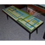 A 1960s G-plan tile-top coffee table, of rectangular form, 123cm by 41cm by 41cmSeveral of the