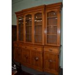 A Victorian oak breakfront bookcase