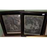 After Milbourn, 'Courtship' and 'Matrimony', pair of a 19th century and white engravings by T
