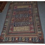 Shirvan Baku rug, East Caucasus, the field of polychrome bnads of geometric devices enclosed by