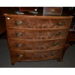 A 19th century bow fronted four height chest of drawers