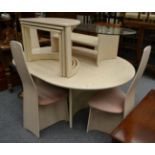 A G-plan limed ash Riva Rose (F401) dining suite, comprising an extending dining table with