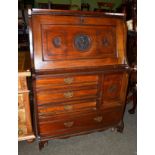 An early 20th century mahogany hall bureau