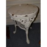 A Victorian white painted cast iron pub table