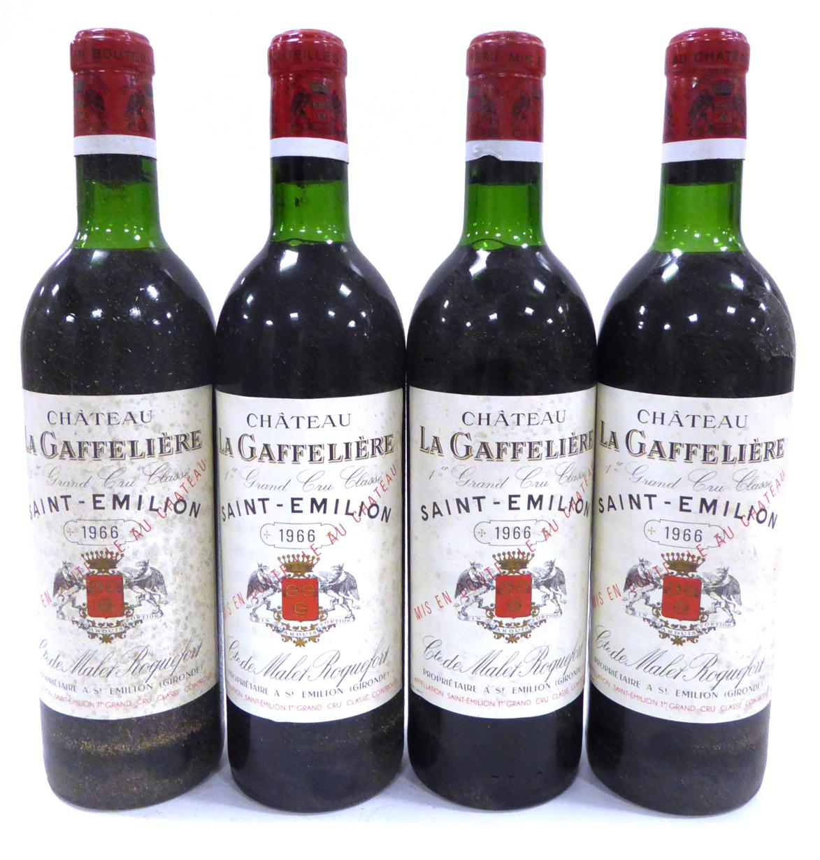 Chateau La Gaffeliere 1966, St Emilion Grand Cru (x4), owc (four bottles) U: top shoulder, with copy