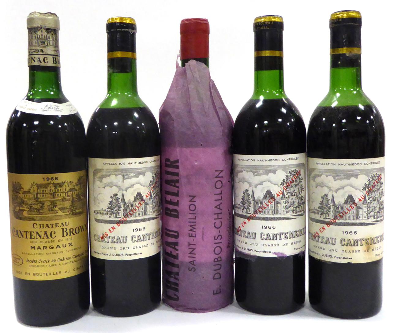 Chateau Cantenac Brown 1966, Margaux; Chateau Cantemerle 1966, Medoc; Chateau Belair 1966, St