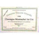 Chassagne Montrachet 1er Cru Morgeot 1998, Domaine Vincent Girardin, half bottle (x24) (twenty