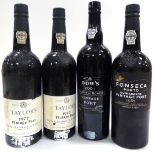 Taylor 1977 (x2); Fonseca 1987; Dow Quinta do Bomfim Single Quinta 2001, all vintage port (four