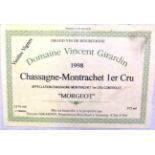 Chassagne Montrachet 1er Cru Morgeot 1998, Domaine Vincent Girardin, half bottle (x24) (twenty