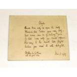 de la Mare (Walter) Autograph original poem 'Books', six lines in clear ink signed 'Walter de la