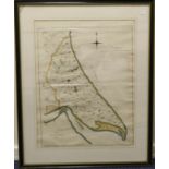 Tuke (John) Map of Holderness, 1786, engraved map with outline colour by hand, compass rose and