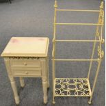 A Cream Painted Two Drawer Bedside Chest of recent date, raised on turned legs, 40cm by 32cm by