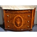 A 20th Century Walnut Kingwood and Crossbanded Four Drawer Commode, serpentine shaped form with