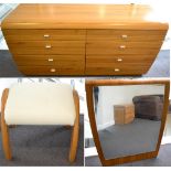 A Walnut Six Drawer Sideboard or Chest of recent date, eight drawers chrome effect hands