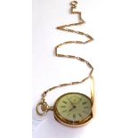 A full hunter pocket watch, signed Perret & Fils, circa 1910, lever movement, enamel dial with Roman