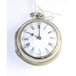 A silver pair cased verge pocket watch, signed Aubery, Coventry, 1771, gilt fusee movement signed,