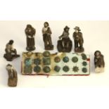 A collection of lead and gesso nativity figures, 9cm