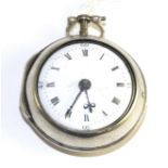 A silver pair cased verge pocket watch, signed P.Richmond, London, 1783, gilt fusee movement
