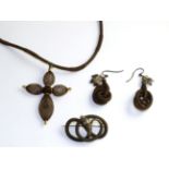 Three items of Victorian hair jewellery, including; a Victorian hair necklace, a plaited hair