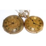 Two lady's fob watches, the first, circa 1900, cylinder movement stamped B&Co and numbered 5127,