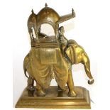 A 19th century Indian brass figure group modelled as an elephant, 30cm high