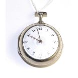 A silver pair cased verge pocket watch, gilt fusee movement signed Thos White, London and numbered