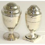 A Georgian silver pedestal pepperette and another (2) 5.8ozt