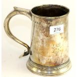 George III silver mug engraved three times; 1841, 1882 and 1914; 16cm high20.3ozt