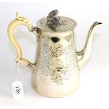 A Victorian silver coffee pot, with ivory handle23.1ozt gross weight