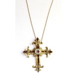 The House of Igor Carl Faberge for Franklin Mint, 'The Imperial Ruby Cross' 18 carat gold pendant on